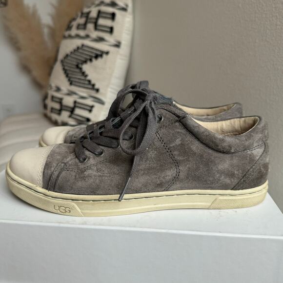 UGG Gray Suede Taya Sherpa Lined Low Top Sneakers Size 8 Fall/Winter - Picture 5 of 10